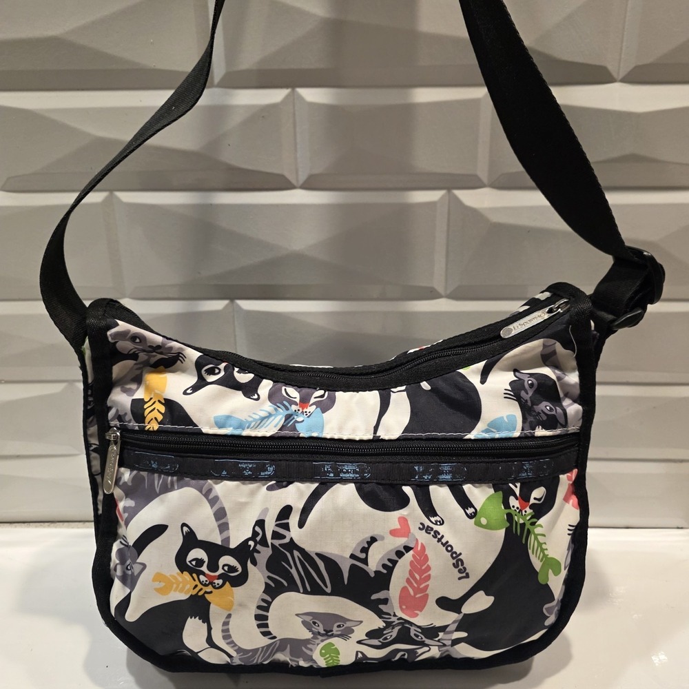 LeSportsac Charming Cats Print Handbag  Multicolor Crossbody
